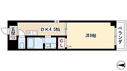 プリズム中村 1DKの間取図画像