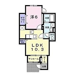 MonteOro1 1LDKの間取図画像