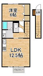 ガーデン・グレイス 2階1LDKの間取り