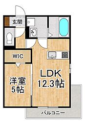 D-room山上 2階1LDKの間取り