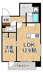 GATO浜大津 1LDKの間取図画像