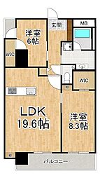 GATO浜大津 2LDKの間取図画像