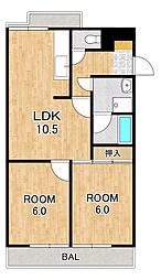 レイティ西大津 2LDKの間取図画像