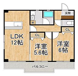 ガーデンシティ柳ケ崎 2LDKの間取図画像