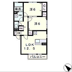 リビングタウン湖都が丘C棟 2LDKの間取図画像