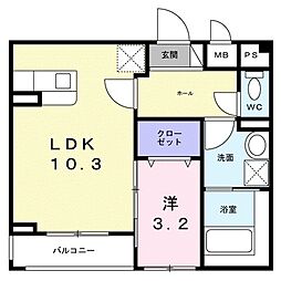 メゾン・ド・K 天神川 1LDKの間取図画像