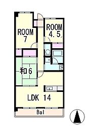 アルトピアーノ仰木の里 3LDKの間取図画像