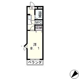 レークヴィラ高島 1Kの間取図画像