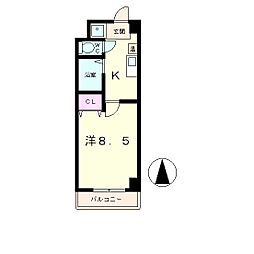 プリオールZEN弐番館 8階1Kの間取り