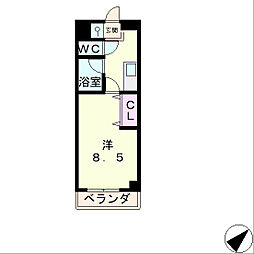 クローバーハイツ3 1Kの間取図画像