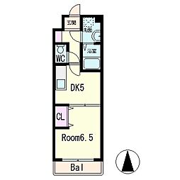 ALTA南草津ビュー 1DKの間取図画像