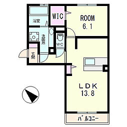 茶屋後.GK 1LDKの間取図画像