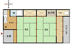 余部下845-2貸家 1階2Kの間取り