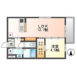 D-ROOMアプロ富士河口湖II 3階1LDKの間取り