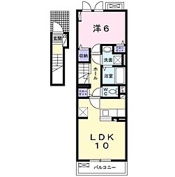 ひまわり　C 2階1LDKの間取り