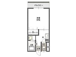 サンハイツ山田B 2階1Kの間取り