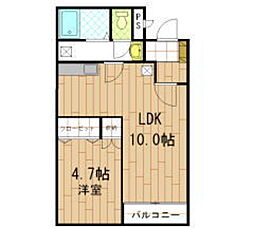 パークヒルズ玉川A 1LDKの間取図画像
