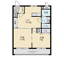 クワットールリーベリー 2LDKの間取図画像