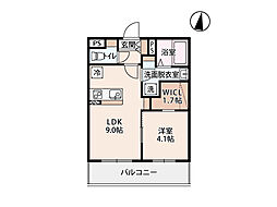 ソラーナ岡谷B 1LDKの間取図画像