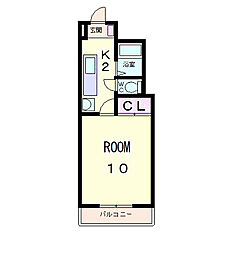 十一屋ブラウンシュガービル 1Kの間取図画像