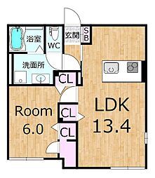 ベルリード平田町 1階1LDKの間取り