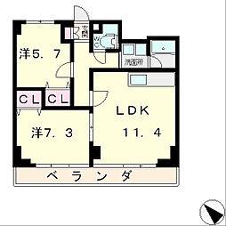 KINGPALACETOYO 2LDKの間取図画像