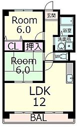 ウイングパレス東陽 2LDKの間取図画像