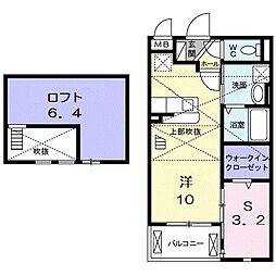 ノイ・アンソレイエ 1LDKの間取図画像
