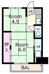 ビレッジハウス宮内1号棟 1DKの間取図画像