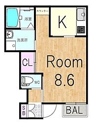 HAKULEI 1Kの間取図画像
