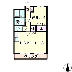 エルグレイス 1LDKの間取図画像