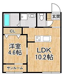 エスポワール 1LDKの間取図画像