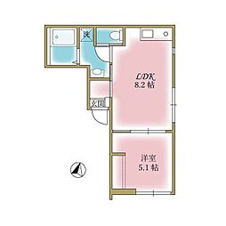 ピークヴィレ東向島 1LDKの間取図画像