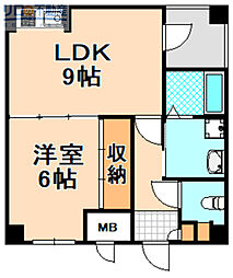 コメットマンション鴻池 13階1LDKの間取り