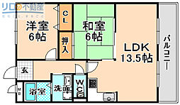 ハイツユニゾン 2LDKの間取図画像