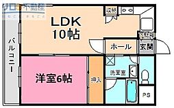 エーデルハイム船原 1LDKの間取図画像