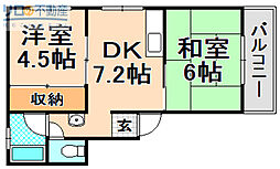 メゾン堀池 2DKの間取図画像