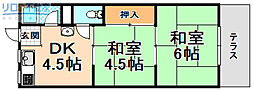 中島ハイツ 2DKの間取図画像