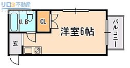 プティメゾン花屋敷 ワンルームの間取図画像