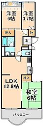コスモハイツ瑞ケ丘A棟 3LDKの間取図画像