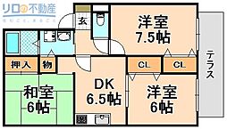 ウェストハイム 3DKの間取図画像