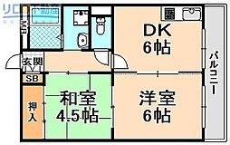 中島マンション 2DKの間取図画像