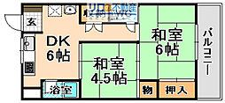 ヴィラ東伊丹 2DKの間取図画像