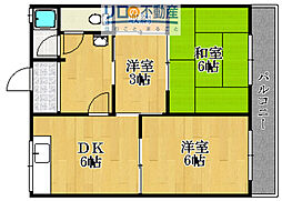中村ハイツ 3DKの間取図画像