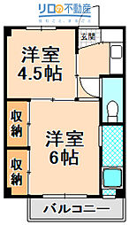 ビレッジハウス鴻池4号棟 2Kの間取図画像