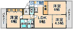 グランデュールUM2 3DKの間取図画像