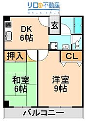 メゾン瑞ケ丘 2DKの間取図画像