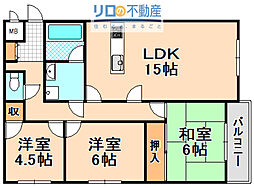 グリーンコート野間 3LDKの間取図画像