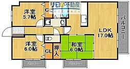 ボヌール宝塚 3LDKの間取図画像