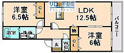 メロディーヒルズB棟 2LDKの間取図画像